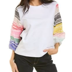 Hot Sale ❤️ Vilagallo 👩 women Villagallo Eyelet Sleeve Top 🔔