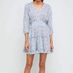 Hot Sale 🌟 Sundays 👩 women Harland Smocked 👗 Dress in Grey 🧨