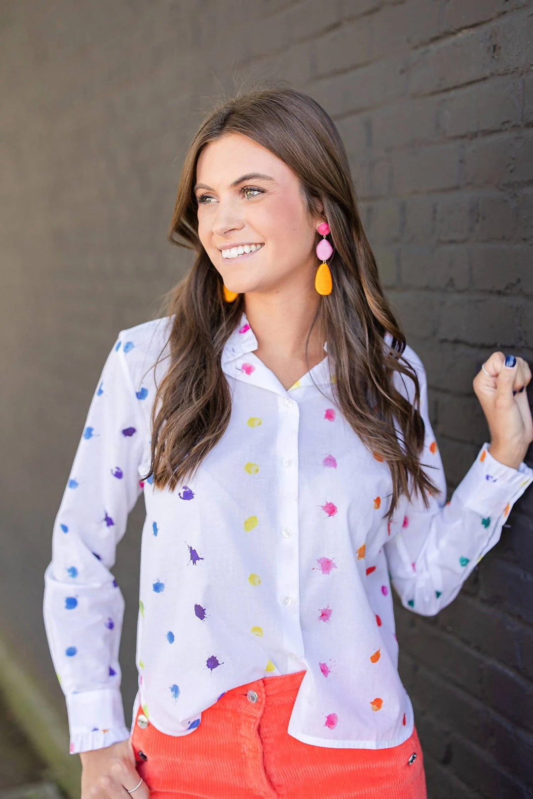 Best Pirce ๐ Vilagallo ๐ฉ Women'S Diana Dripped Print ๐ Shirt in White ๐ฅฐ 5 Best Pirce ๐ Vilagallo ๐ฉ Women'S Diana Dripped Print ๐ Shirt in White ๐ฅฐ - Image 3