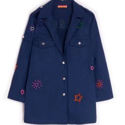 Flash Sale 🥰 Vilagallo 👩 women Linette Jacket in Navy Embellishment 👍