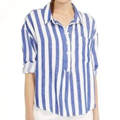 Buy 😉 Sundays 👩 women Ballina Boxy Top in Cobalt Stripe 🥰