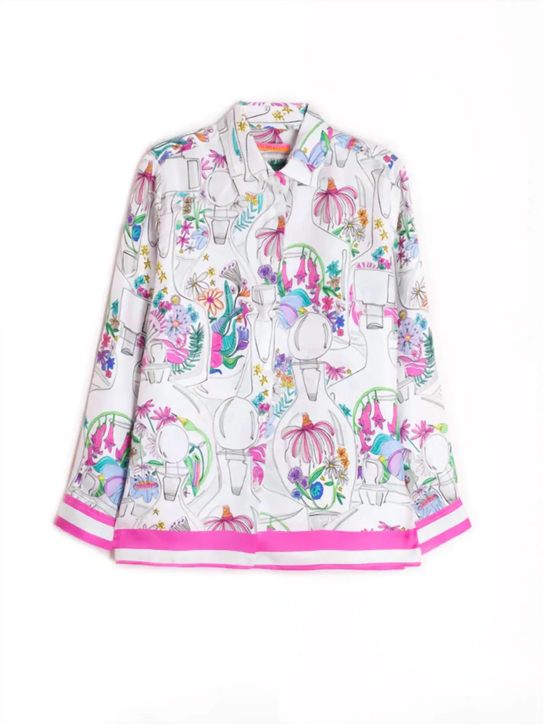 Top 10 🤩 Vilagallo 👩 women Message In A Bottle Woven Silk Top In Multi ❤️ 4 Top 10 🤩 Vilagallo 👩 women Message In A Bottle Woven Silk Top In Multi ❤️ - Image 2