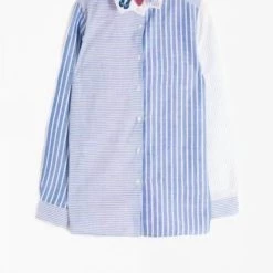 Hot Sale 🤩 Vilagallo 👩 women Embroidered Dover 👕 Shirt in Blue Stripe ⭐