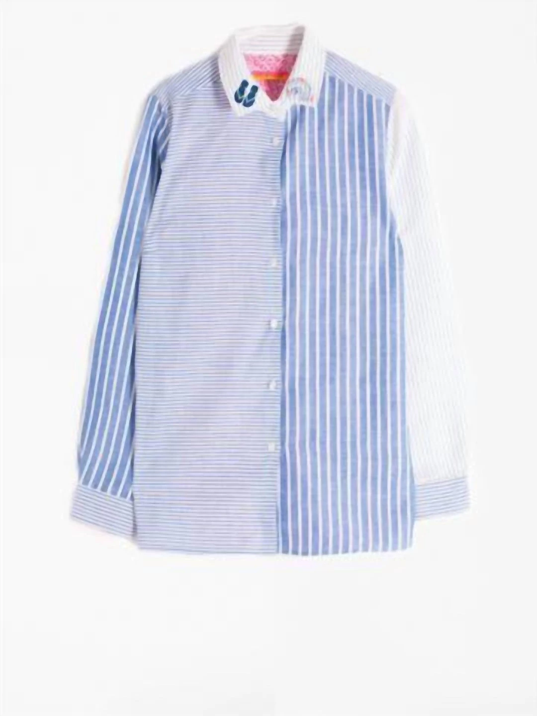 Hot Sale 🤩 Vilagallo 👩 women Embroidered Dover 👕 Shirt in Blue Stripe ⭐ 3 Hot Sale 🤩 Vilagallo 👩 women Embroidered Dover 👕 Shirt in Blue Stripe ⭐