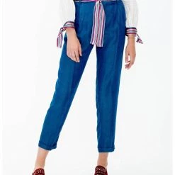 Coupon 🥰 Vilagallo 👩 women Mily Trousers in Blue Lyocell 🧨