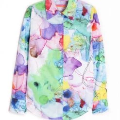 New 👏 Vilagallo 👩 women Mafalda Blouse In Ink Print 👏