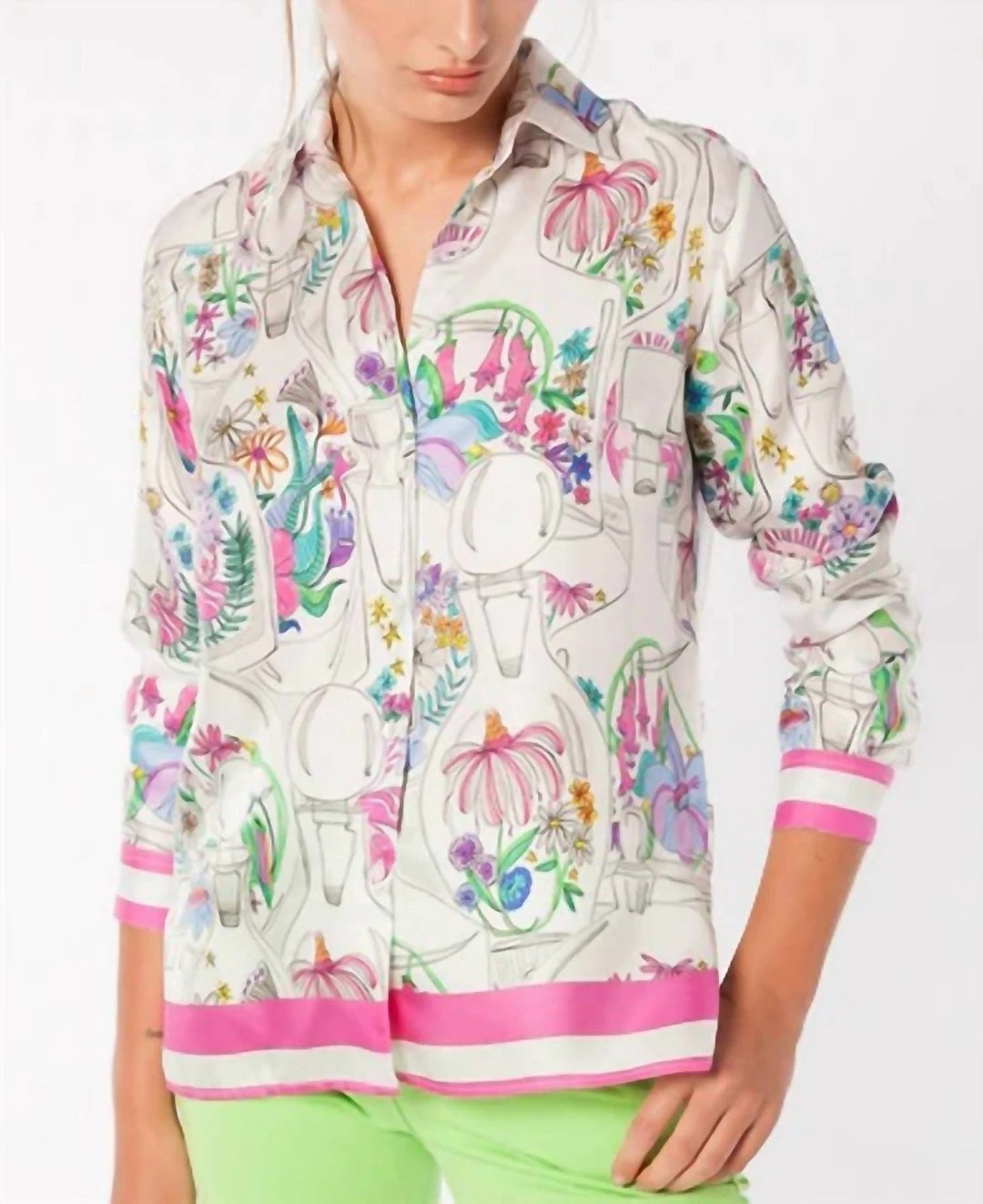 Top 10 🤩 Vilagallo 👩 women Message In A Bottle Woven Silk Top In Multi ❤️ 3 Top 10 🤩 Vilagallo 👩 women Message In A Bottle Woven Silk Top In Multi ❤️