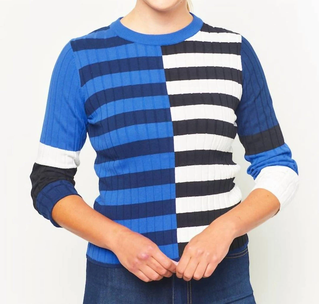 Wholesale ๐ Vilagallo ๐ฉ women Monica Color Block Sweater in Blue Multi ๐ฅฐ 4 Wholesale ๐ Vilagallo ๐ฉ women Monica Color Block Sweater in Blue Multi ๐ฅฐ - Image 2