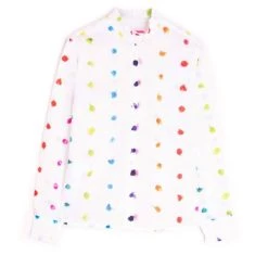 Best Pirce 😀 Vilagallo 👩 Women'S Diana Dripped Print 👕 Shirt in White 🥰